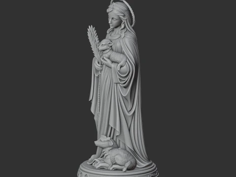 Saint Agnes - Devotional Statue 3D Model