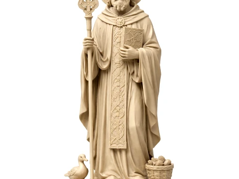 Saint Aidan of Lindisfarne - Devotional Statue 3D Model