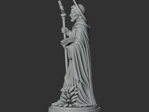 Saint Ailern - Devotional Statue 3D Model