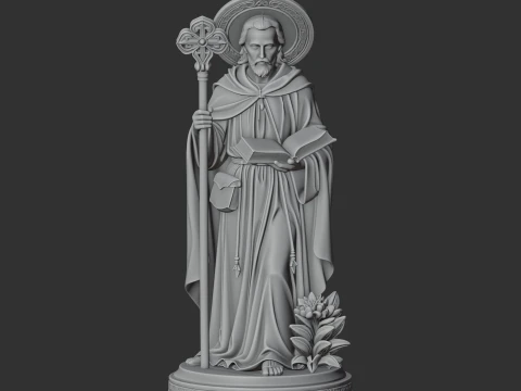 Saint Ailern - Devotional Statue 3D Model