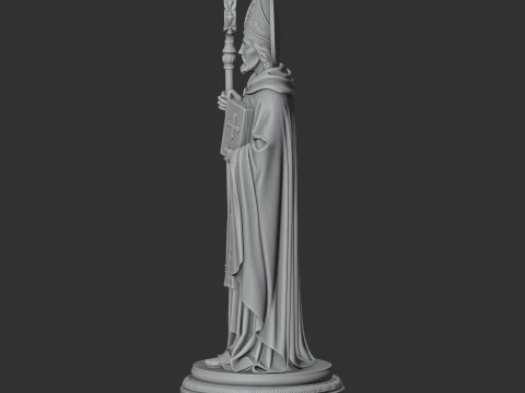 Saint Aldebrandus - Devotional Statue 3D Model