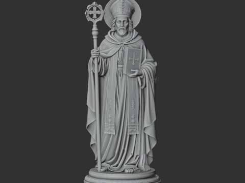 Saint Aldebrandus - Devotional Statue 3D Model