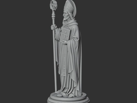 Saint Aldebrandus - Devotional Statue 3D Model