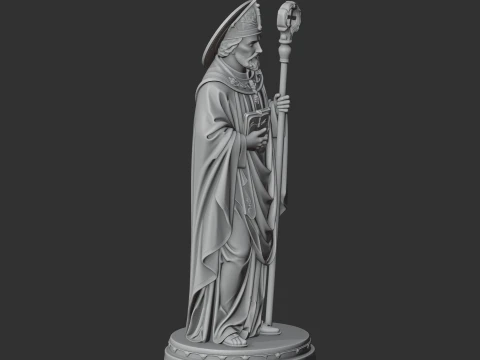Saint Aldhelm - Devotional Statue 3D Model