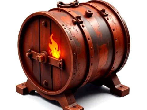 Rusty oil drum with a fire inside 3D Model
