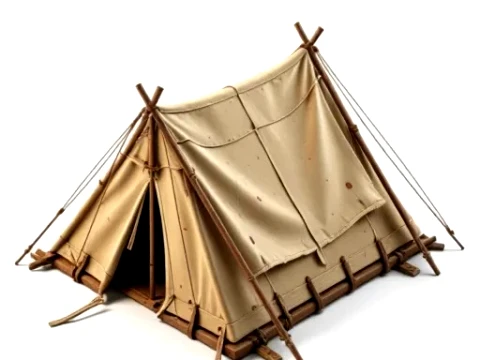 Tattered canvas survival tent 3D Model
