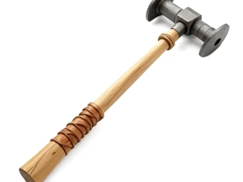 Makeshift wooden club with large nails 3D Model