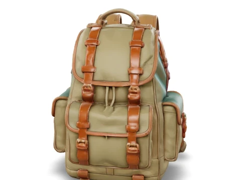 Canvas military-style backpack 3D Model