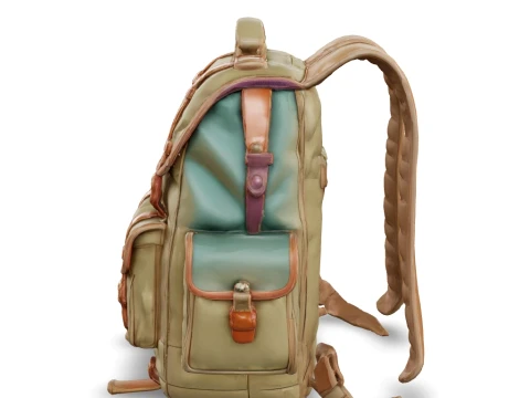 Canvas military-style backpack 3D Model