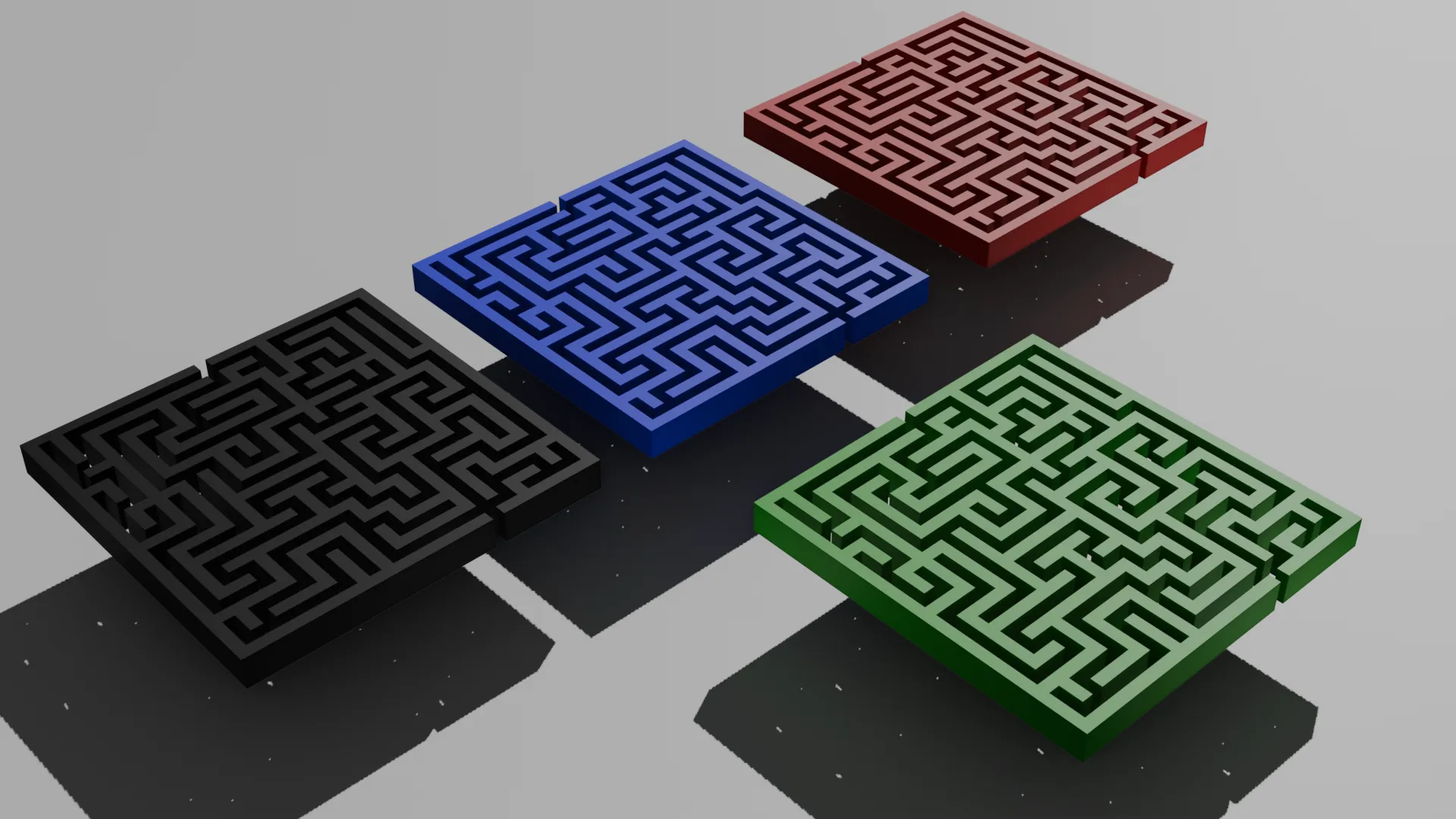 Simple 3D Maze Pack - 4 Color Variations 3D Model .c4d .max .obj .3ds .fbx .stl .blend