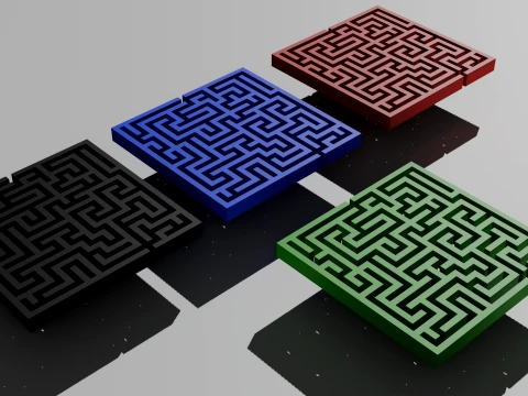 Eenvoudig 3D-doolhofpakket - 4 kleurvariaties 3D Model