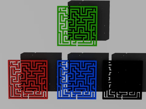 Simple 3D Maze Pack - 4 Color Variations 3D Model