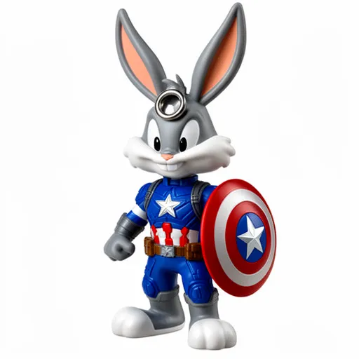 Bugs Bunny Captain America Ring Figure 3D Model .c4d .max .obj .3ds .fbx .stl .blend 
