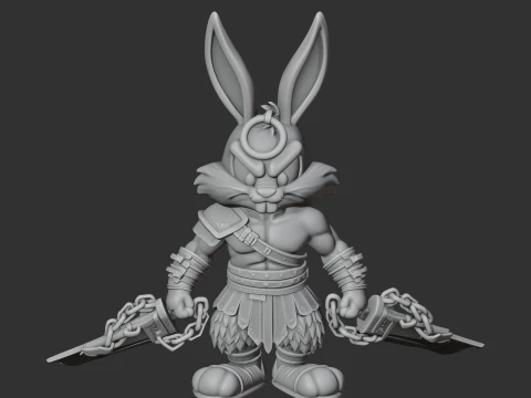 Bugs Bunny Kratos Ring Figure 3D Model