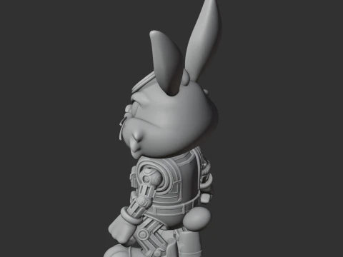 Bugs Bunny Samurai Ring Figre 3D Model