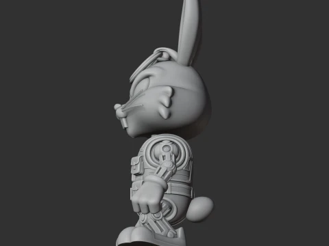 Bugs Bunny Samurai Ring Figre 3D Model