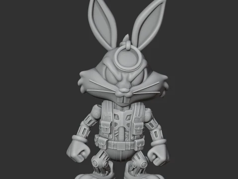 Bugs Bunny Samurai Ring Figre 3D Model