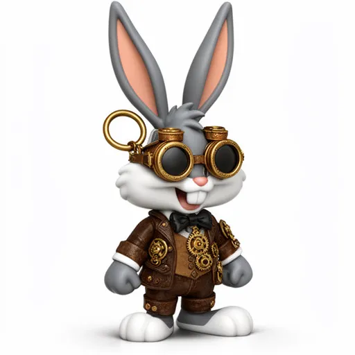 Bugs Bunny Steampunk Ring Figure 3D Model .c4d .max .obj .3ds .fbx .stl .blend 