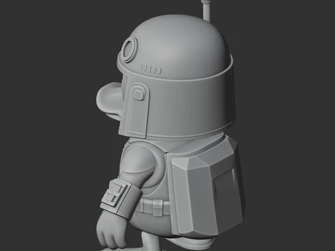 Donald Duck Boba Fett Ring Figure 3D Model