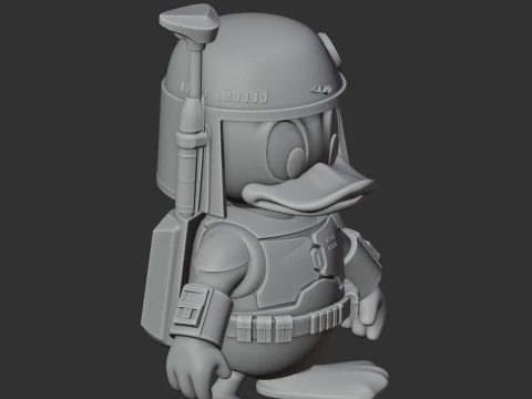 Donald Duck Boba Fett Ring Figure 3D Model