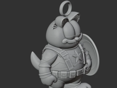 Garfield Captain America Ring Figure 3D Model