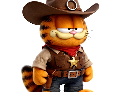 Figurine en forme d'anneau de cowboy Garfield Modèle 3D