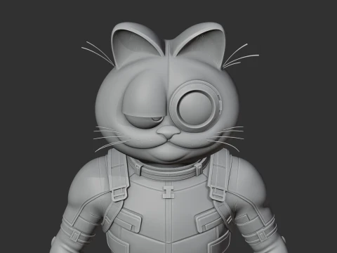 Garfield Deadpool Ring Figure 3D Model