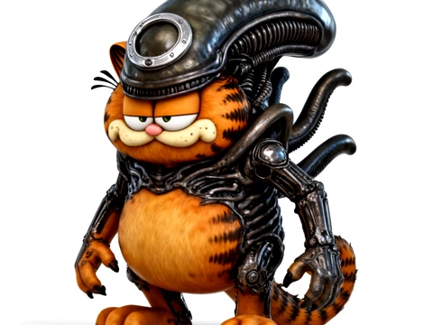 Garfield Uzaylı Xenomorph Y&uuml;z&uuml;k Fig&uuml;r&uuml; 3D Model