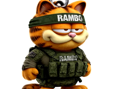 Garfield Rambo Ring Figure 3D Model