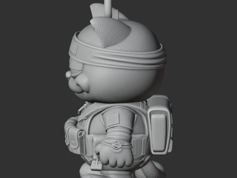 Garfield Rambo Ring Figure 3D Model