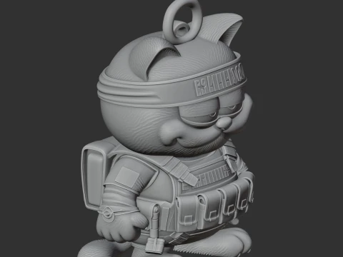 Garfield Rambo Ring Figure 3D Model