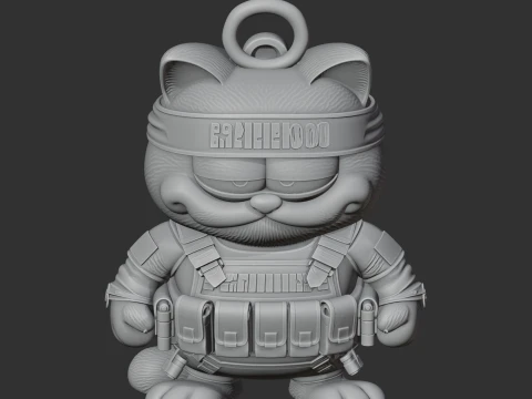 Garfield Rambo Ring Figure 3D Model