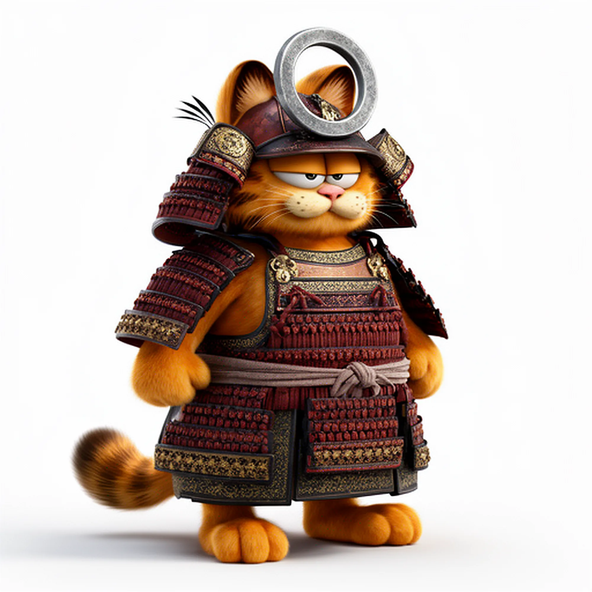 Garfield Samurai Ring Figure 3D Model .c4d .max .obj .3ds .fbx .stl .blend