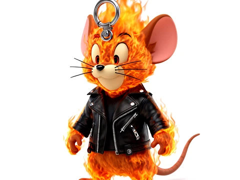 Jerry Mouse Ghost Rider Ring Figure 3D Model