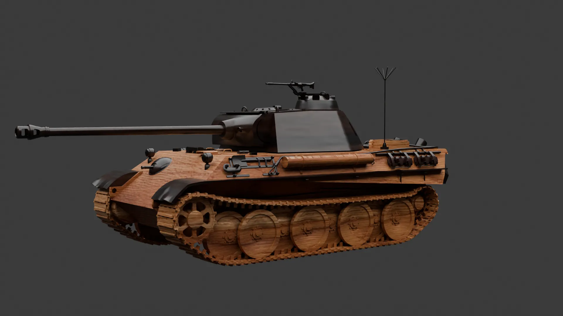 Wooden Toy Tank 3D Model .c4d .max .obj .3ds .fbx .stl .blend 