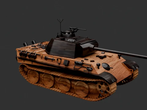 Wooden Toy Tank 3D Model