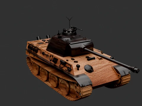 Wooden Toy Tank 3D Model