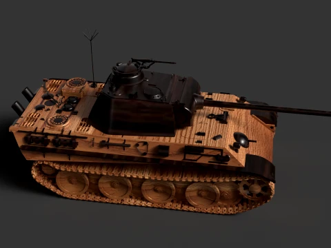 Wooden Toy Tank 3D Model