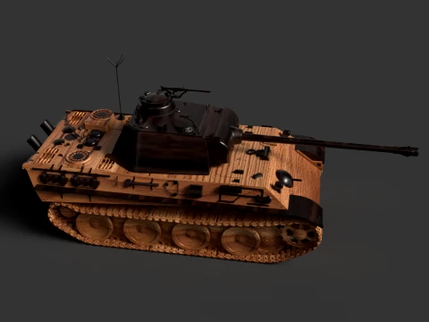 Wooden Toy Tank 3D Model