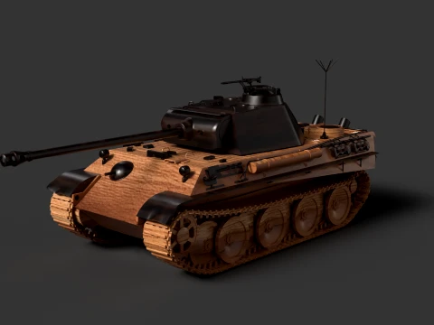 Wooden Toy Tank 3D Model