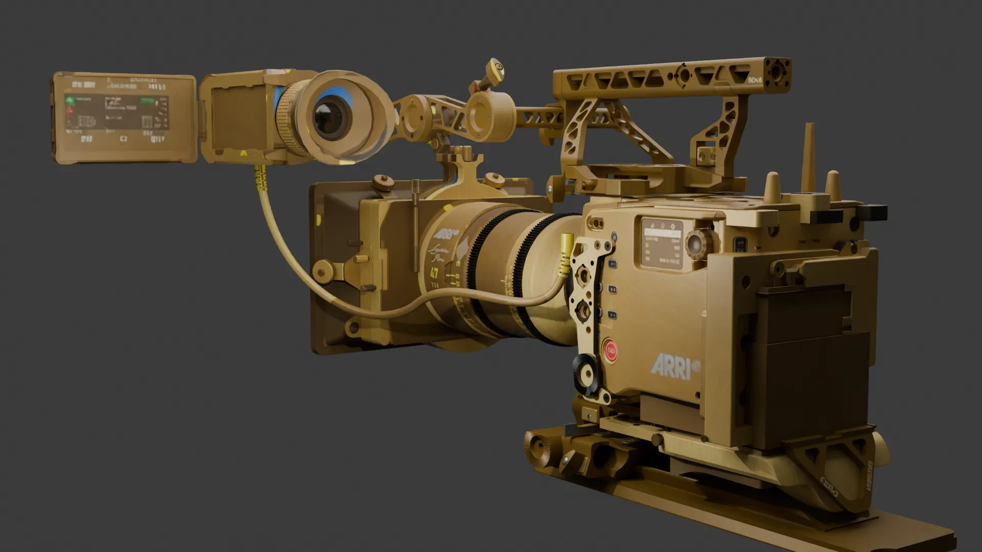 Golden ARRI ALEXA 35 Camera 3D Model .c4d .max .obj .3ds .fbx .stl .blend 