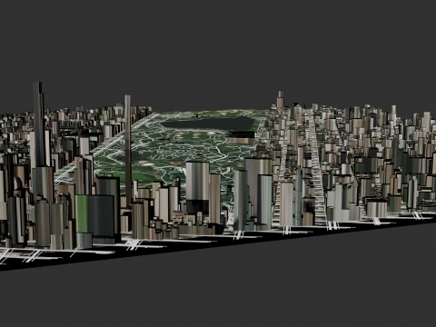 Chinese City Buildings Large-Scale Urban Map 3D Model