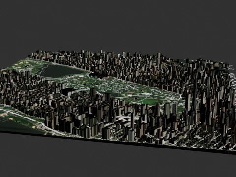 Chinese City Buildings Large-Scale Urban Map 3D Model