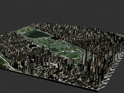 Chinese City Buildings Large-Scale Urban Map 3D Model