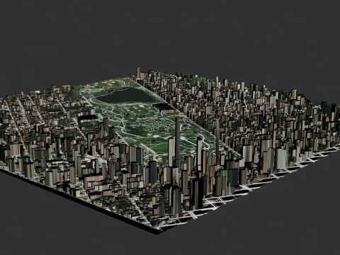 Chinese City Buildings Large-Scale Urban Map 3D Model