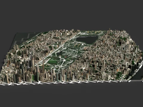 Chinese City Buildings Large-Scale Urban Map 3D Model