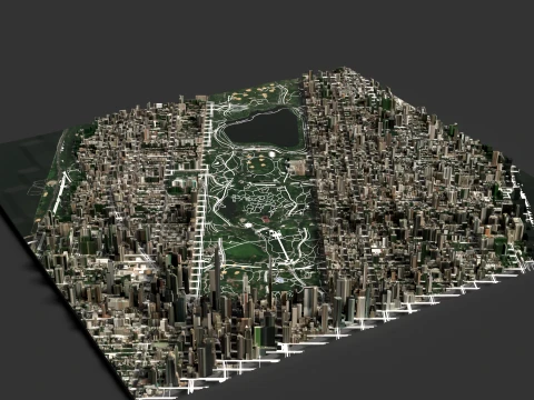 Chinese City Buildings Large-Scale Urban Map 3D Model