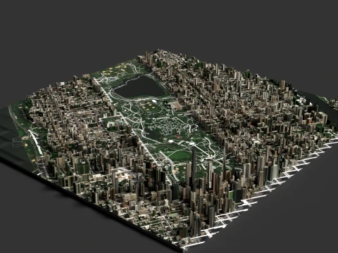 Chinese City Buildings Large-Scale Urban Map 3D Model