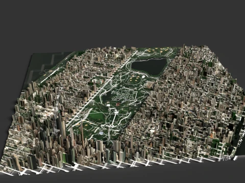 Chinese City Buildings Large-Scale Urban Map 3D Model