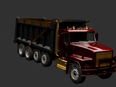 Chinese Red Cherry Dump Truck 3D Model
